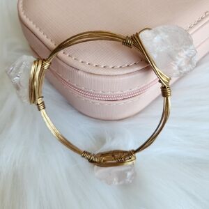 Gold wire wrapped crystal bangle bracelet